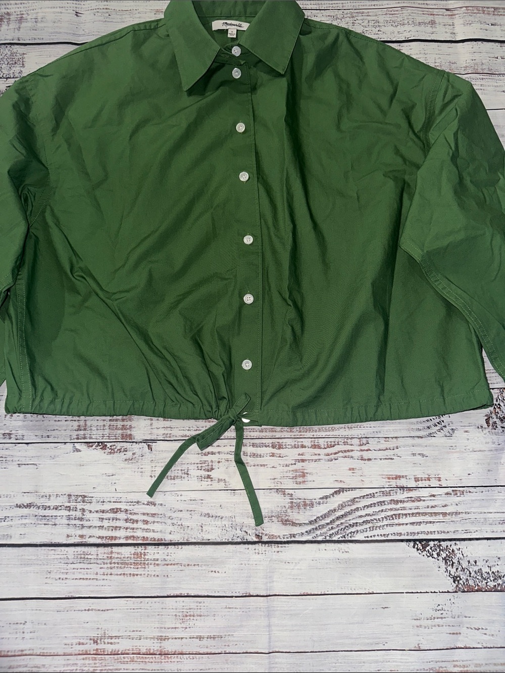 Madewell Drawstring Button-Up Shirt in
Poplin Sz. M - Picture 7 of 10